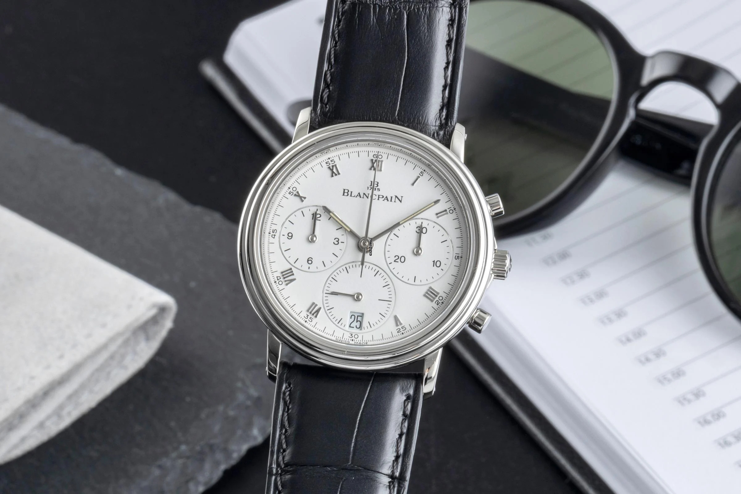  Blancpain Villeret Chronograph Stahl Handaufzug Herrenuhr Ref. 1180-1127 Box 