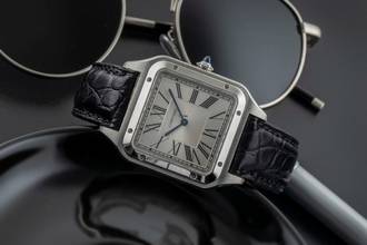 Thumbnail von Cartier Santos Dumont Edelstahl Handaufzug Herrenuhr Ref. WSSA0032 B&P 2021