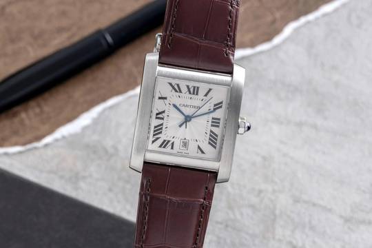  Cartier Tank Française Edelstahl Automatik Herrenuhr Ref. W5101755 B&P 2002 