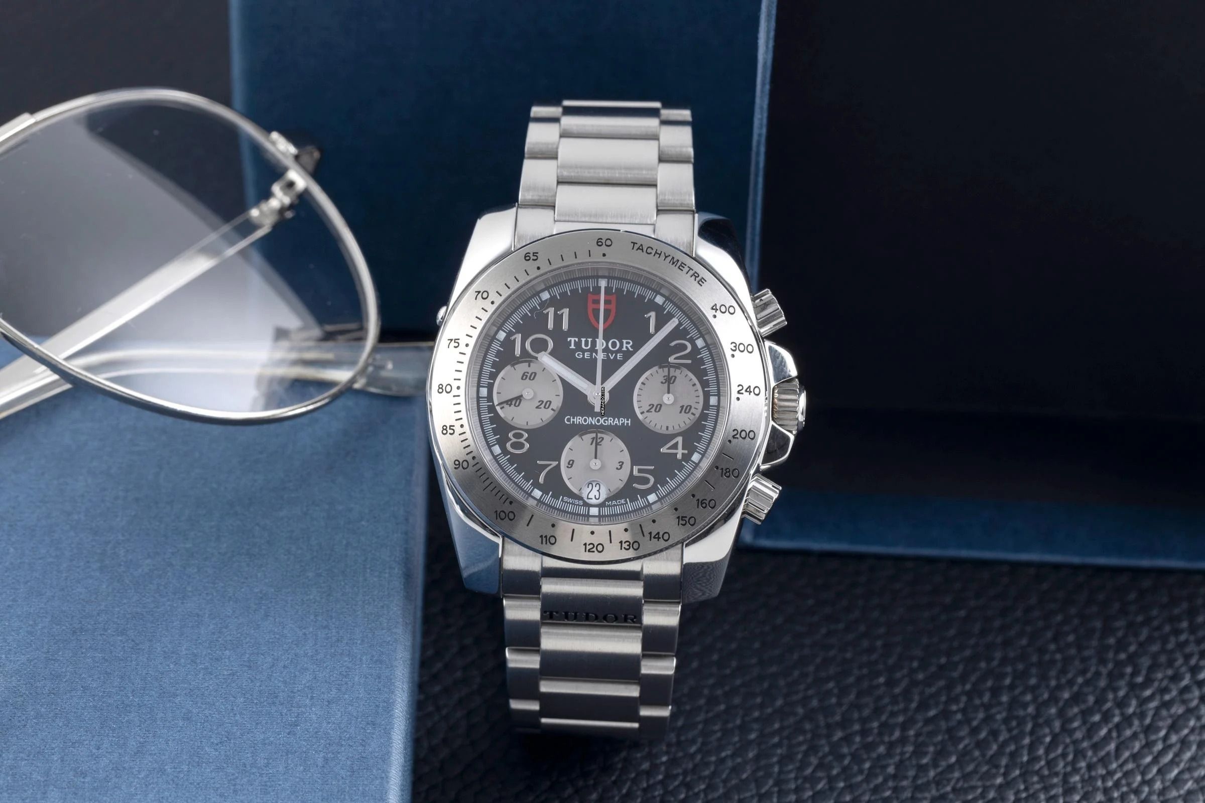  Tudor Sport Chronograph Silver Dial Stahl Automatik Herrenuhr Ref. 20300 Papers 