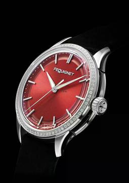  Pequignet Royale Paris Watch - 36 mm Burgundy dial bezel with 78 diamonds 