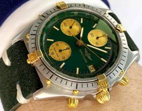 Thumbnail von Breitling Chronomat Serviced (560e) Chronomat Vintage Chronograph Green Grün 81950 81950