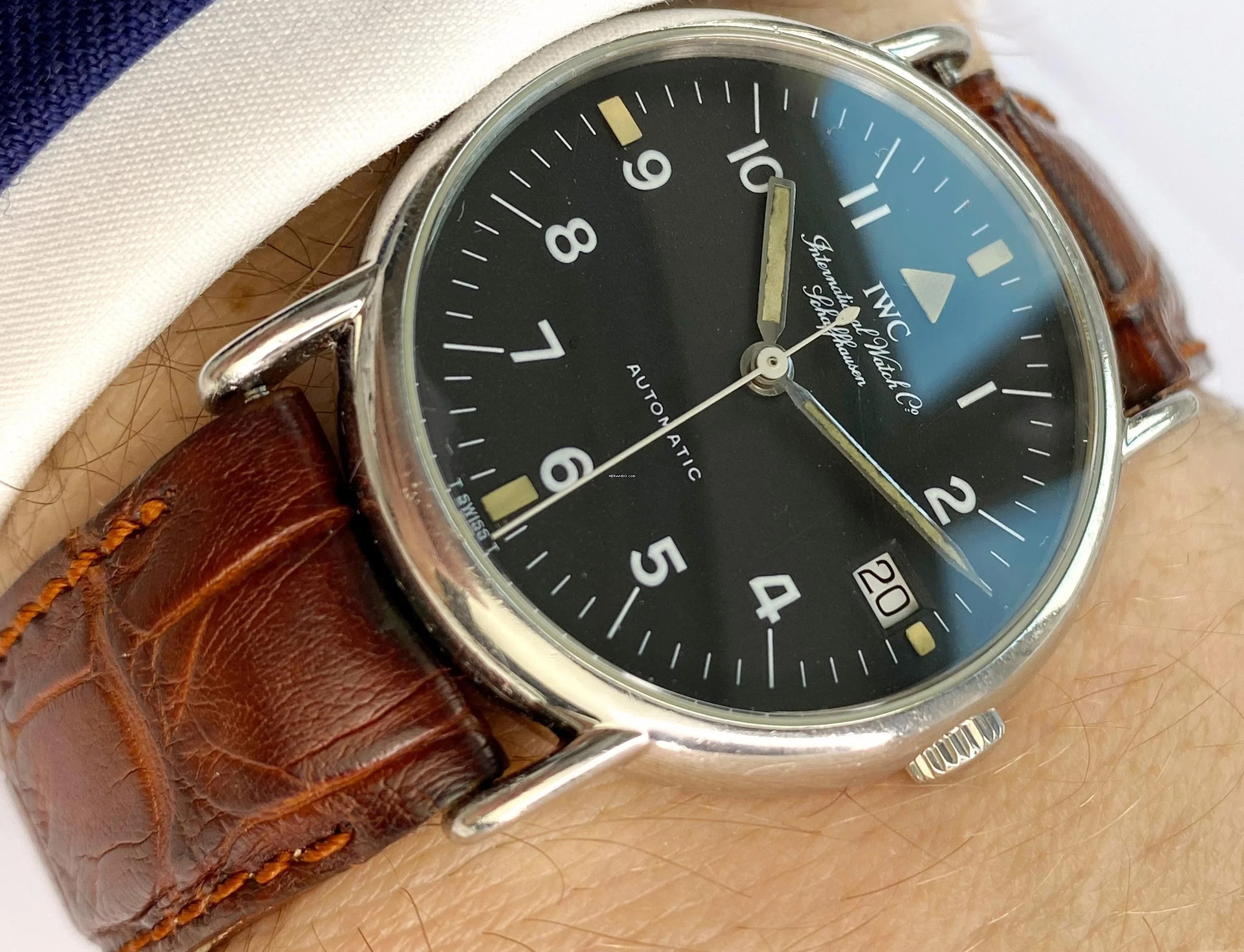  IWC Portofino Automatic Serviced (400e) Portofino Military Automatic Black Military Dial ref 3513 3513 