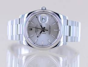 Thumbnail von Rolex Oyster Perpetual Date 34mm silver Stick Dial Oysterband Steel 115200 Automatic Top