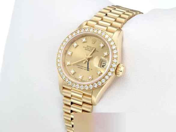 Rolex Lady-Datejust Gelbgold 750 Diamanten Brillanten Automatik Gold Damen 18kt Yellow Gold President-band Chronometer Oyster 