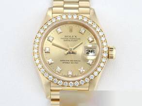 Thumbnail von Rolex Lady-Datejust Gelbgold 750 Diamanten Brillanten Automatik Gold Damen 18kt Yellow Gold President-band Chronometer Oyster