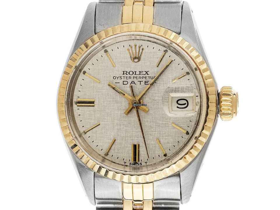  Rolex Oyster Perpetual Lady Date Ref.6517 1970 Box&Beschreibung sehr gut Vintage Oyster Perpetual Date Lady open 6/9 