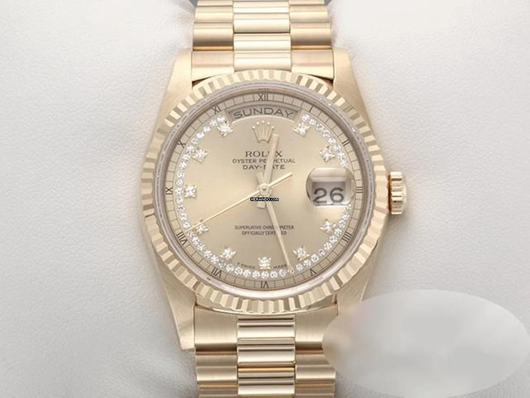 Rolex Day-Date 36 36mm 18238 1993 Gelbgold 750 Diamanten Automatik 18kt Yellow Gold President-band Chronometer Oyster