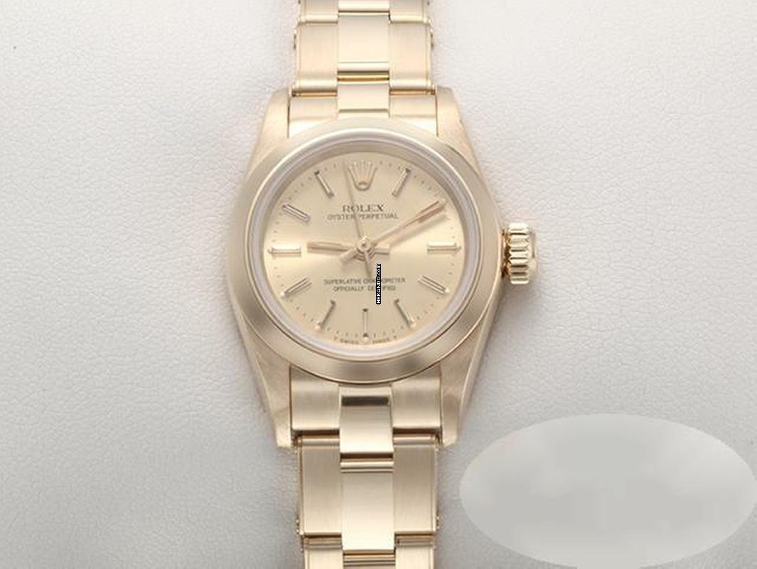 Rolex Oyster Perpetual 26 Lady Oyster Perpetual 26mm Gelbgold 750 1995 Automatik Gold Damenuhr