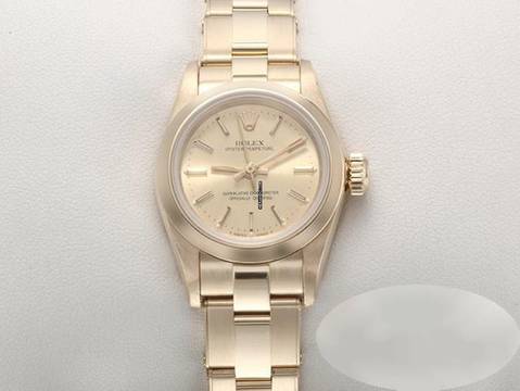  Rolex Oyster Perpetual 26 Lady Oyster Perpetual 26mm Gelbgold 750 1995 Automatik Gold Damenuhr 