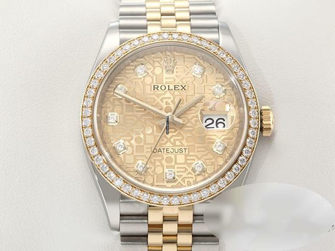  Rolex Datejust 36 126283rbr Stahl Gelbgold 750 Diamanten Automatik Stainless Steel 18kt Yellow Gold Jubilé-band Chronometer Oyster Gold 