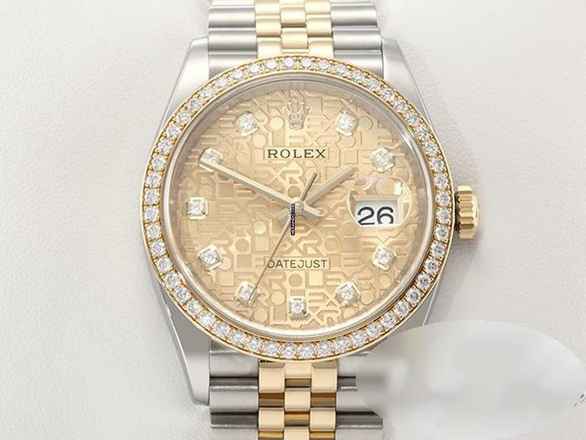 Rolex Datejust 36 126283rbr Stahl Gelbgold 750 Diamanten Automatik Edelstahl 18kt Gelbgold Jubiläumsarmband Chronometer Oyster Gold