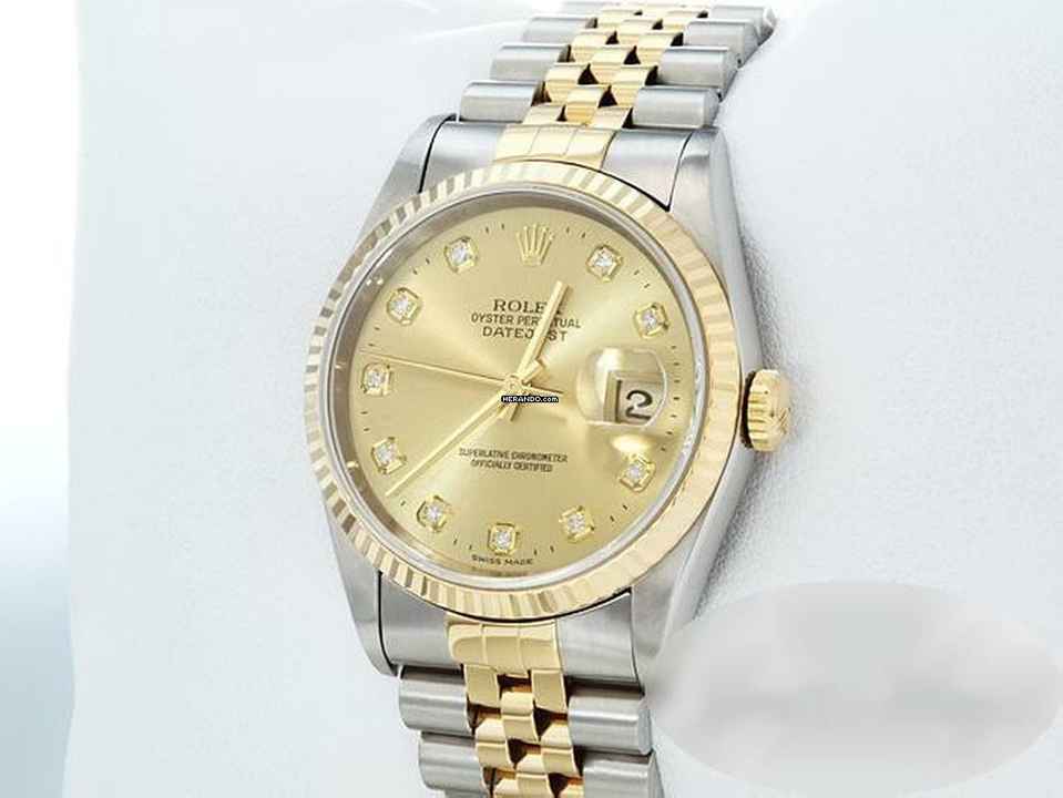 Rolex Datejust 36 Mm 16233 2005 Stahl Gelbgold 750 Diamanten Automatik Gold 
