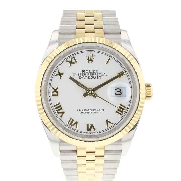  Rolex Datejust 36 Steel/Gold Jubilee White Roman Dial 