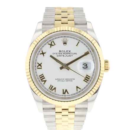  Rolex Datejust 36 Steel/Gold Jubilee White Roman Dial 