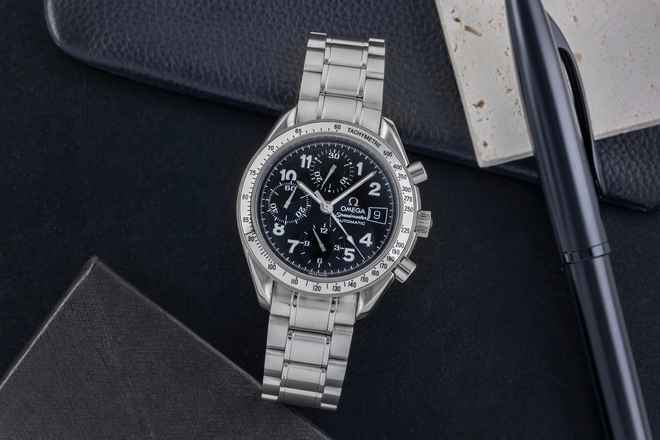  Omega Speedmaster Date Black Arabic Dial Chronograph Edelstahl Ref. 3513.52.00 