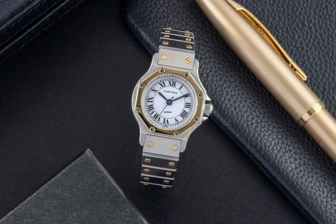  Cartier Santos Lady Stahl / Gold Automatik Damenuhr Ref. 0907 Klassiker Box 
