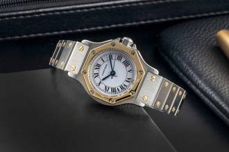 Thumbnail von Cartier Santos Lady Stahl / Gold Automatik Damenuhr Ref. 0907 Klassiker Box