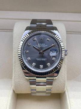  Rolex Datejust 41 RHODIUM DIAMOND DIAL FULL SET WITH BOX AND PAPERS top Condition year:2021 