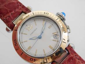 Thumbnail von Cartier Pasha Stahl Gold Automatik 36 mm Herrenuhr mit Krokoband mit original Faltschließe mit original Cartier Band und Schließe