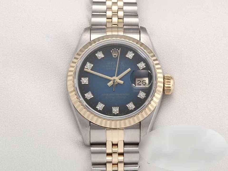  Rolex Lady-Datejust Edelstahl Gelbgold 750 Diamanten Automatik Gold Stahl Damen Stainless Steel 18kt Yellow Gold Jubilé-band Chronometer Oyster 