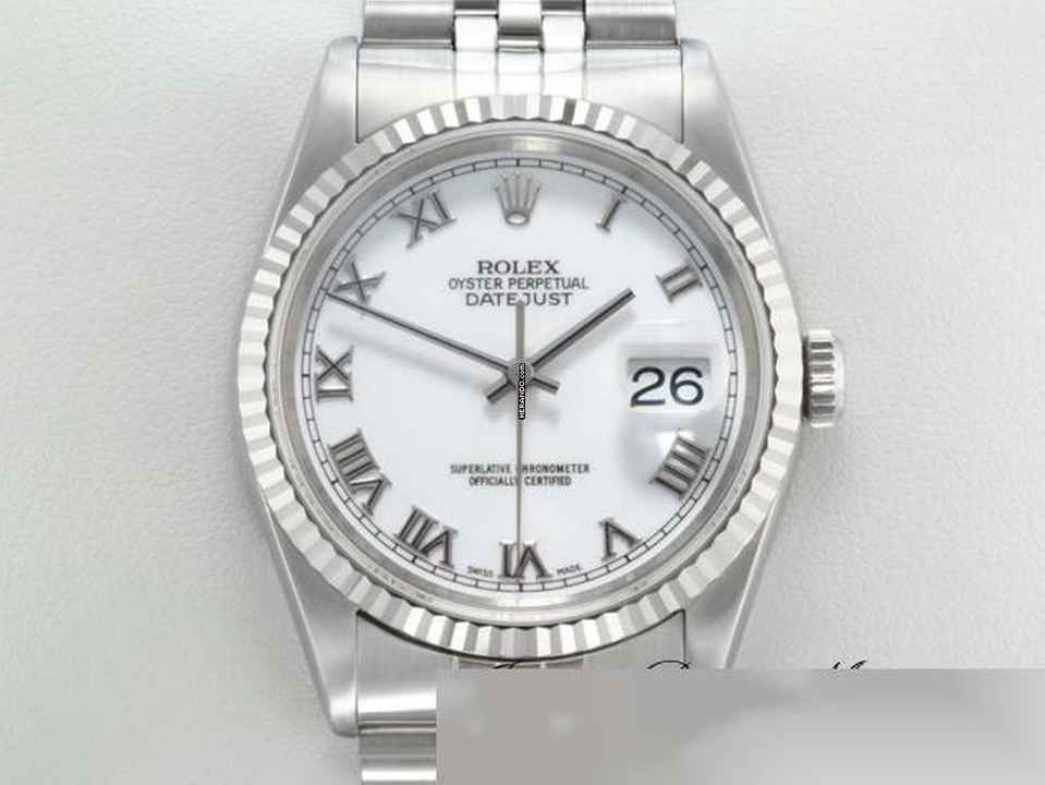  Rolex Datejust 36 36mm 16234 2004 Stahl Weissgold 750 Gold Damen Herren Stainless Steel Jubilé-band Chronometer Oyster White Dial 