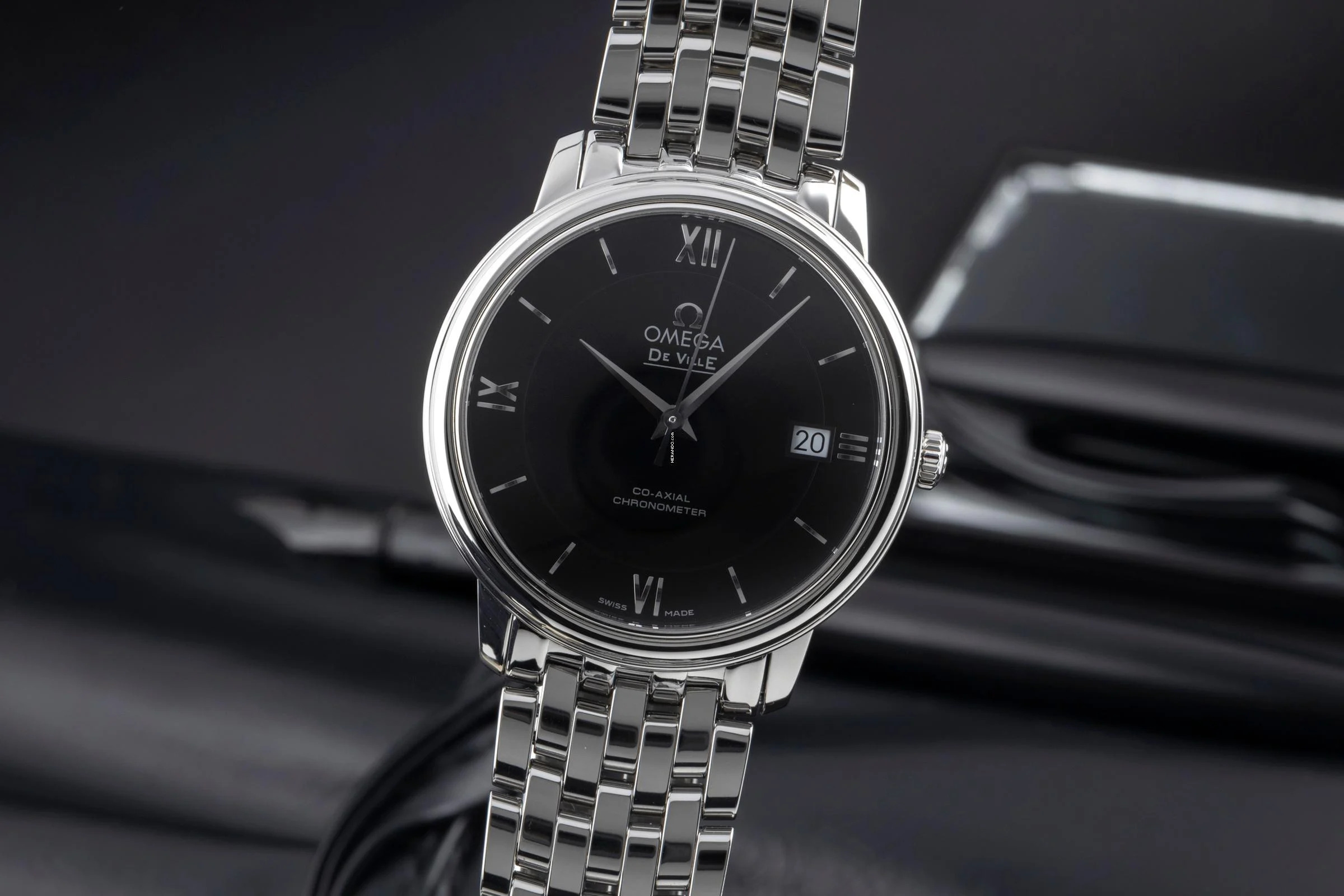 Omega De Ville Prestige Automatik Stahl Herrenuhr Ref. 424.10.37.20.01.001 B&P