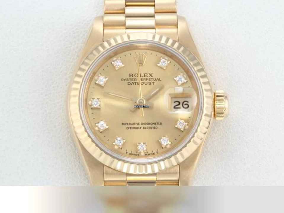  Rolex Lady-Datejust Gelbgold 750 Diamanten Automatik 18kt Yellow Gold Damen President-band Chronometer Oyster 