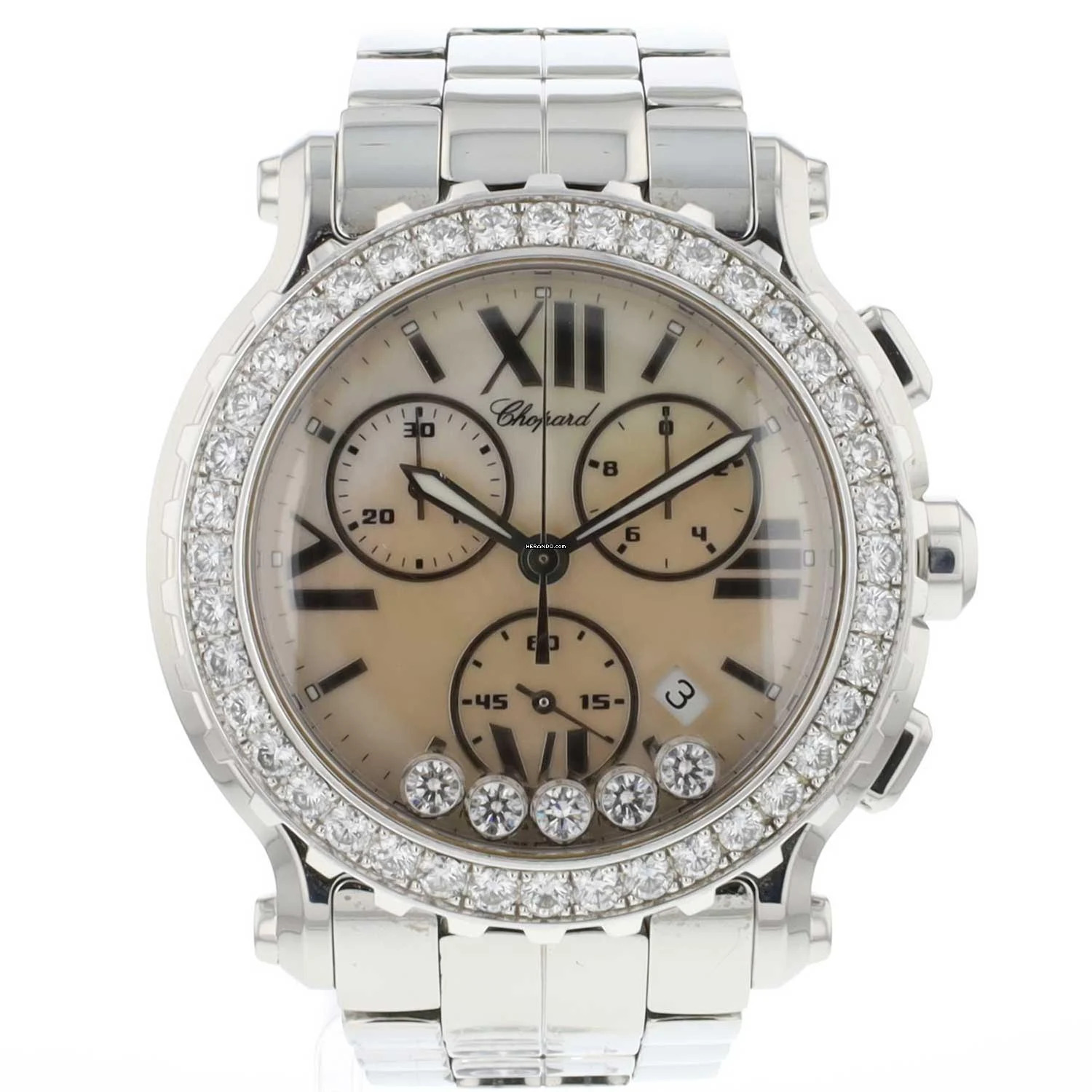  Chopard Happy Sport Chrono Steel Diamonds MOP Dial 