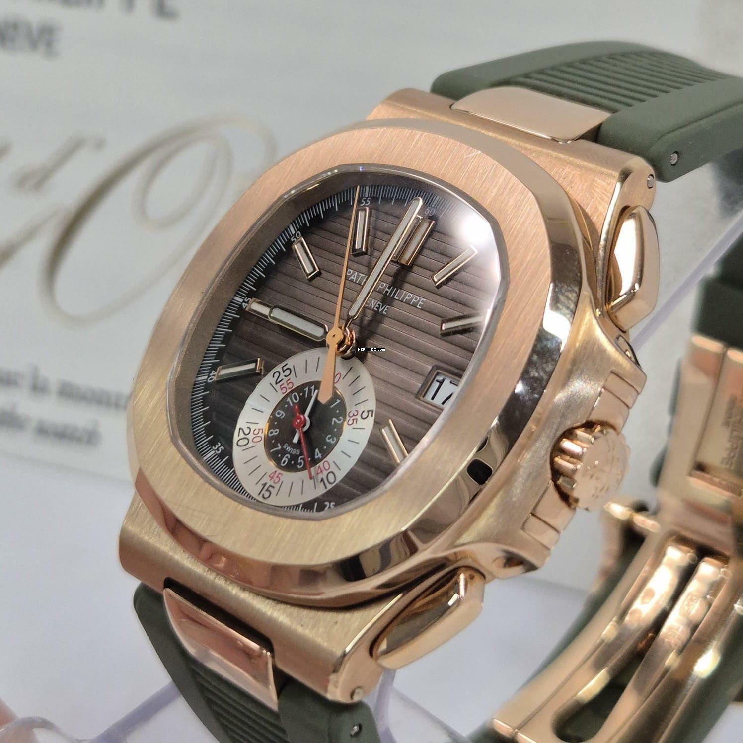 Thumbnail von Patek Philippe Nautilus Flyback Chronograph Ouro Rosé 40.5mm Automático Completo