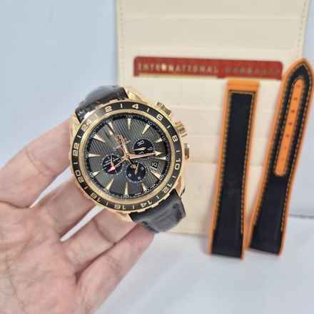  Omega Seamaster Aqua Terra Chronograph GMT Ouro Rosé 44mm Automático Completo 