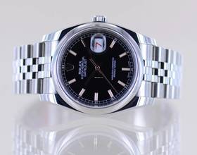 Thumbnail von Rolex Datejust 36 black 36mm golden Stick Dial Tuxedo Roulette Steel 116200 NOS