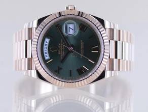 Thumbnail von Rolex Day-Date 40 40mm 18K Roségold Olive green Dial Presidentband Klassiker Fluted B+P