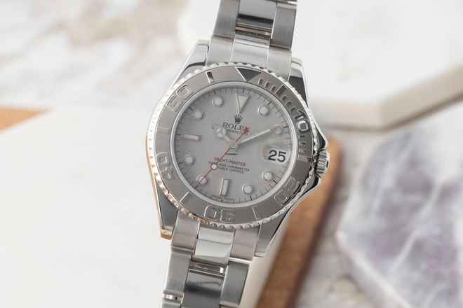  Rolex Yacht-Master 35 Oyster Stahl / Platin Medium Size Ref 168622 A-Serie 