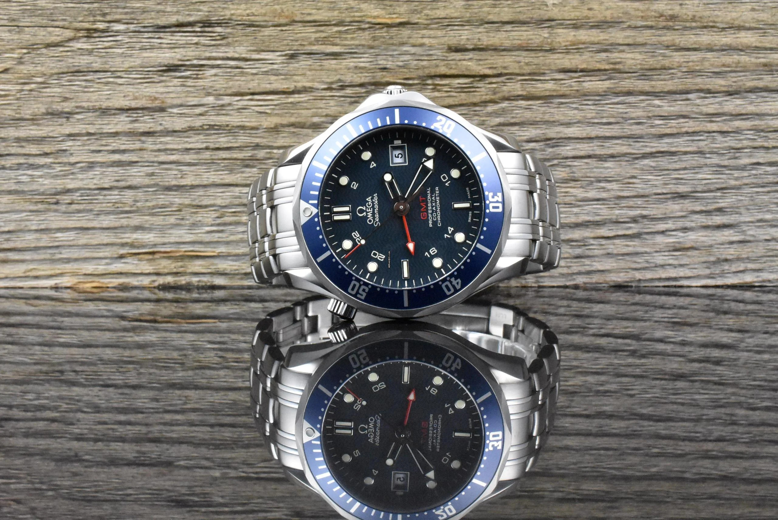 Omega Seamaster Diver 300 M GMT Co Axial Blue Wave Dial 2535.80 B&P