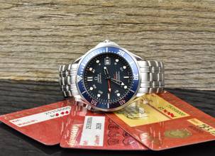 Thumbnail von Omega Seamaster Diver 300 M GMT Co Axial Blue Wave Dial 2535.80 B&P