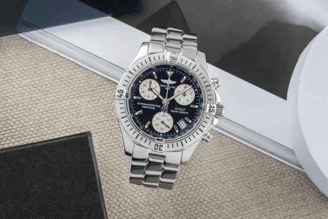  Breitling Colt Chronograph Edelstahl Quarz Herren Ref. A73350 Box & Papiere 2004 