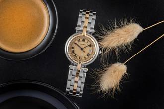 Thumbnail von Cartier Cougar Panthere Ronde 2 Row Lady Stahl / Gold Damenuhr Ref. 183964 Klassiker