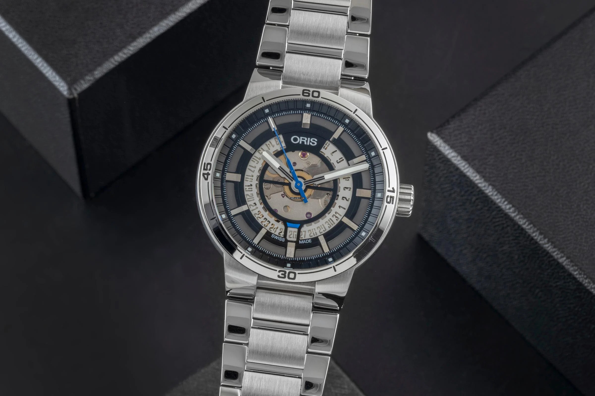  Oris TT1 Engine Date Stahl Automatik Herrenuhr Ref. 01 733 7752 4124-07 8 24 08 