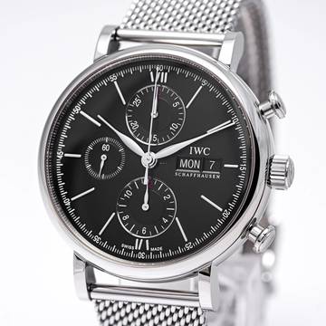  IWC Portofino Chronograph 42 Black – IW391010 – like NEW – 12/2017 Full Set 