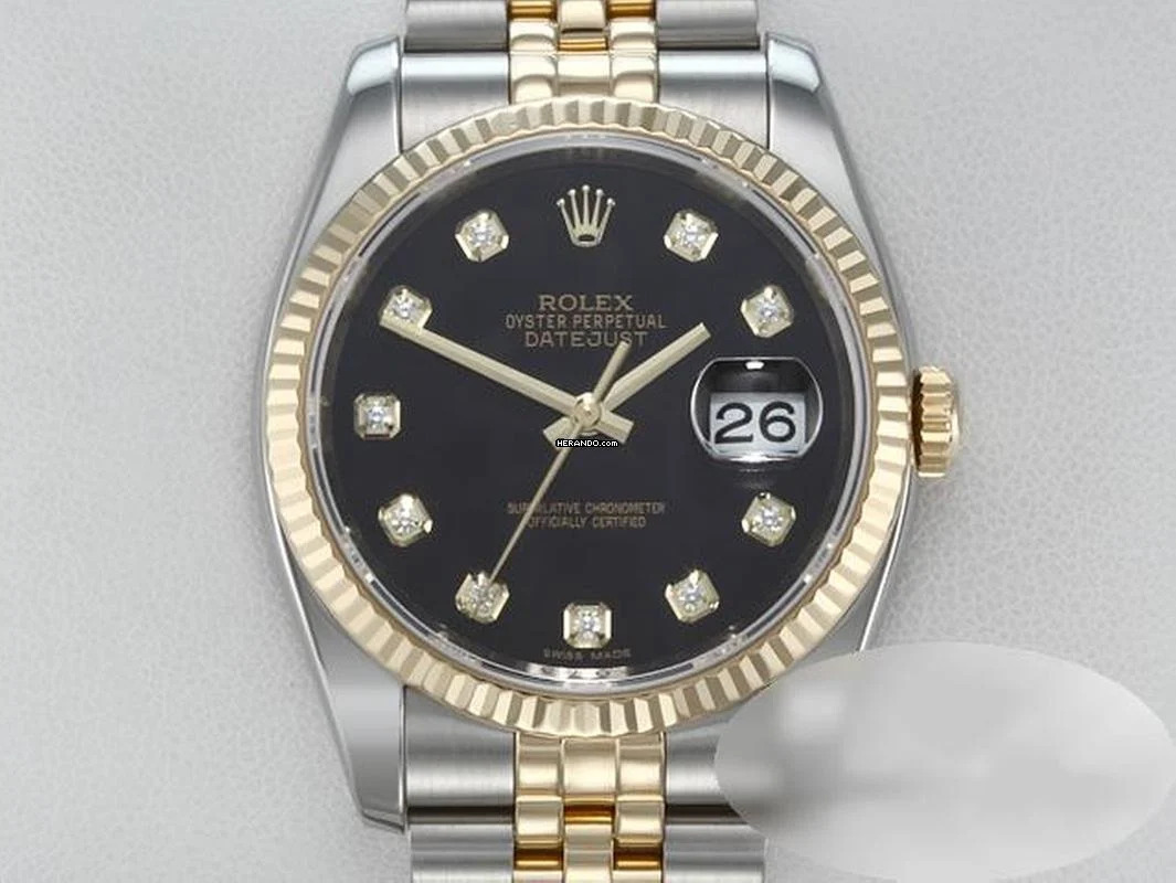 Rolex Datejust 36 36mm 116233 Diamanten Stahl Gelbgold 750 Automatik Stainless Steel 18kt Yellow Gold Jubilé-band Chronometer Oyster Black Dial