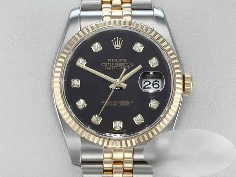  Rolex Datejust 36 36mm 116233 Diamanten Stahl Gelbgold 750 Automatik Stainless Steel 18kt Yellow Gold Jubilé-band Chronometer Oyster Black Dial 