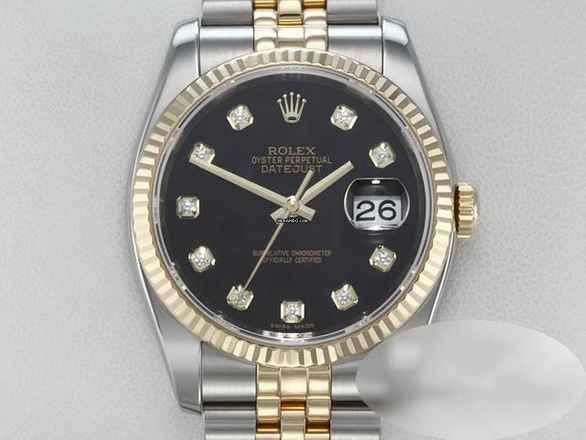  Rolex Datejust 36 36mm 116233 Diamanten Stahl Gelbgold 750 Automatik Stainless Steel 18kt Yellow Gold Jubilé-band Chronometer Oyster Black Dial 