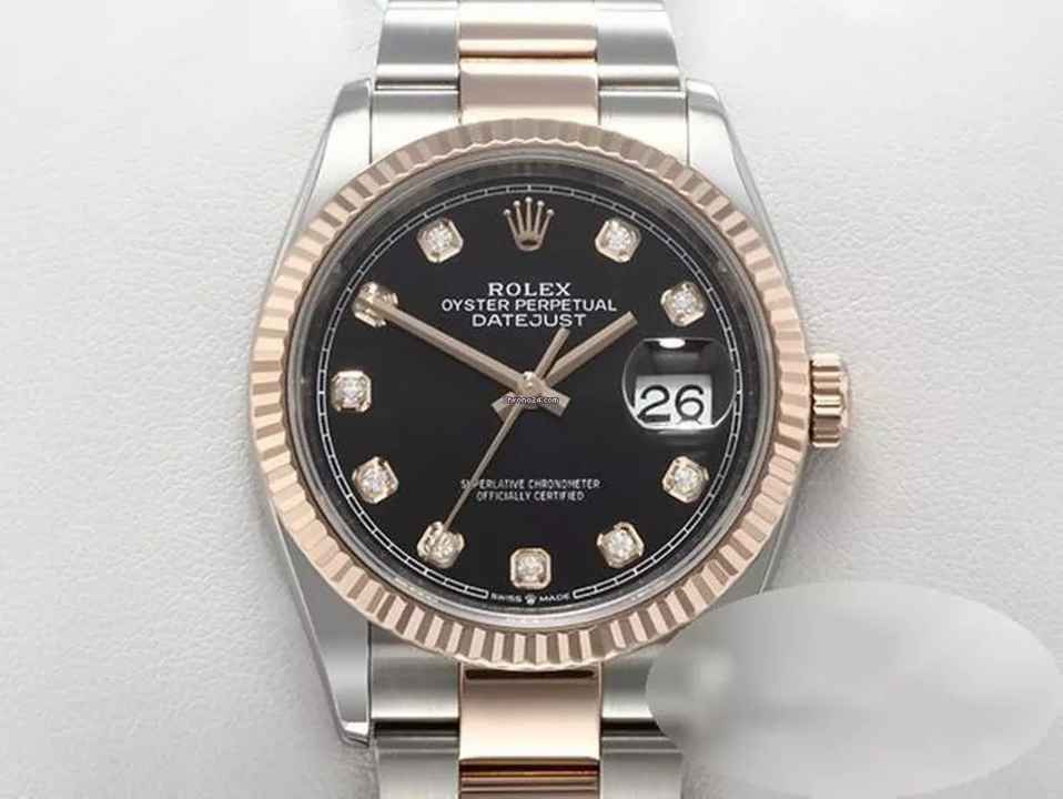  Rolex Datejust 36 126231 2020 Stahl Rosegold 750 Diamanten Automatik Stainless Steel 18kt Rose Gold Oyster-band Chronometer Black Dial 