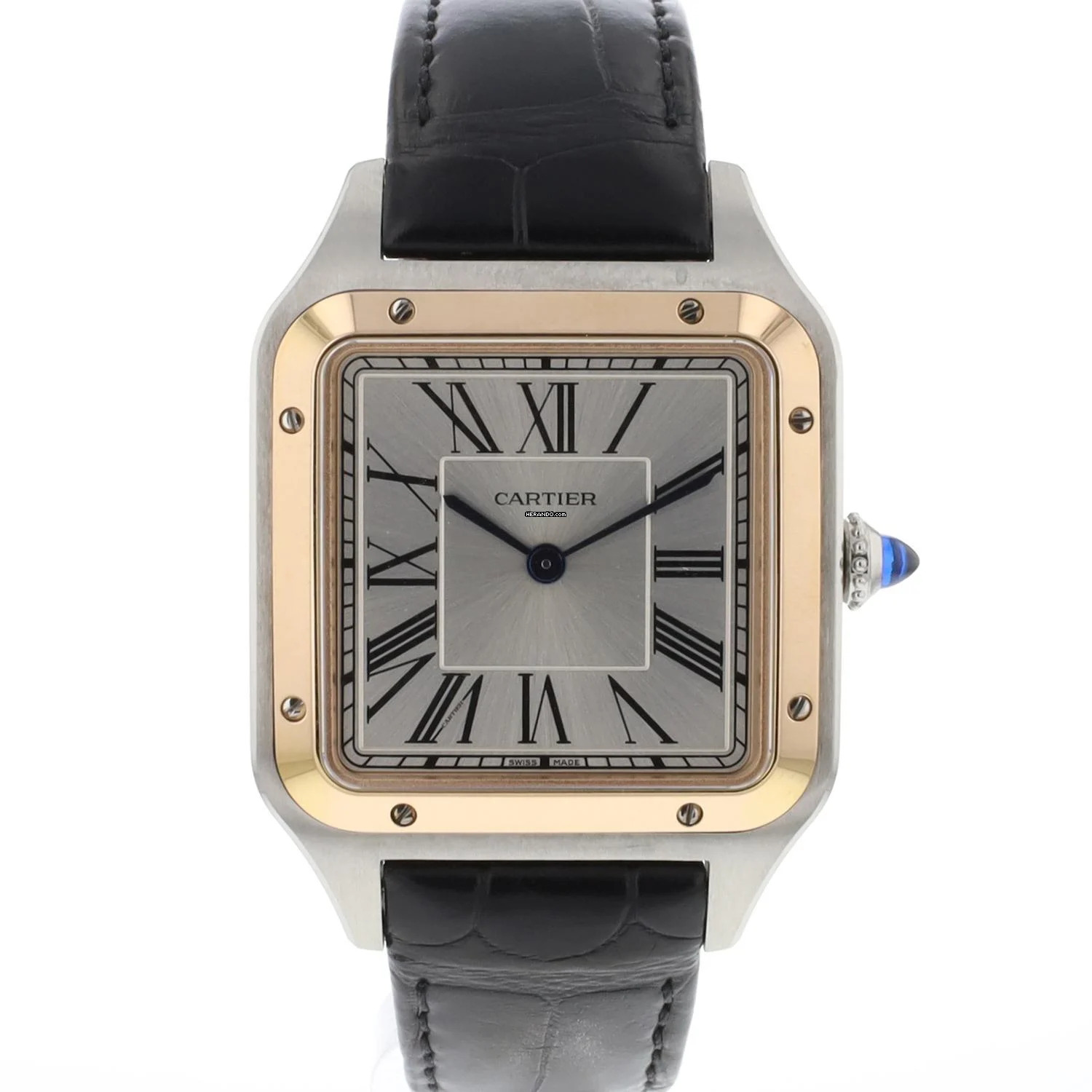  Cartier Santos Dumont Large Rose Gold / Steel Silver Dial 