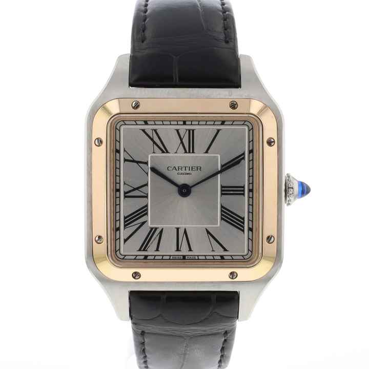  Cartier Santos Dumont Large Rose Gold / Steel Silver Dial 