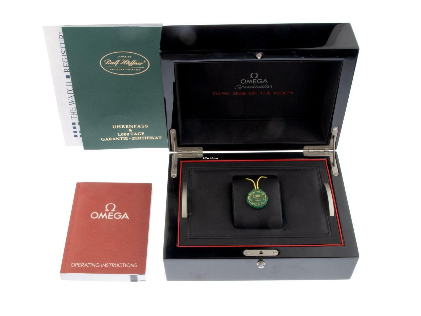 Omega Speedmaster Moonwatch Dark Side of the Moon Ref.311.92.44.51.01.005 2023 Box&Beschreibung wie Neu Vintage Speedmaster Moonwatch Dark Side of the Moon Textil Faltschließe