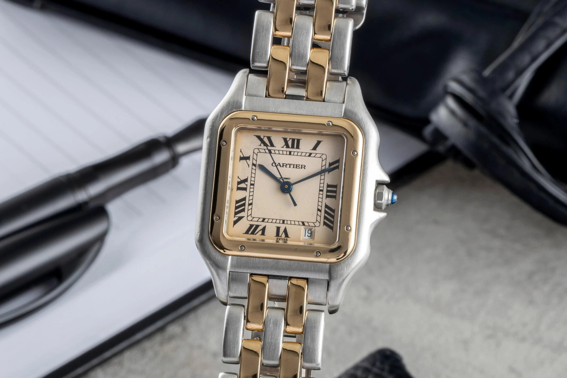  Cartier Panthère Lady Stahl / Gold Datum Damenuhr Ref. 83083242 Klassiker 