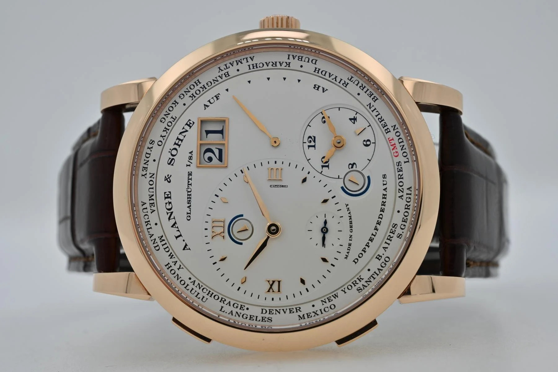  A. Lange & Söhne Lange 1 Zeitzone Time Zone Weltzeituhr GMT 18k Roségold 116.032 LC100 
