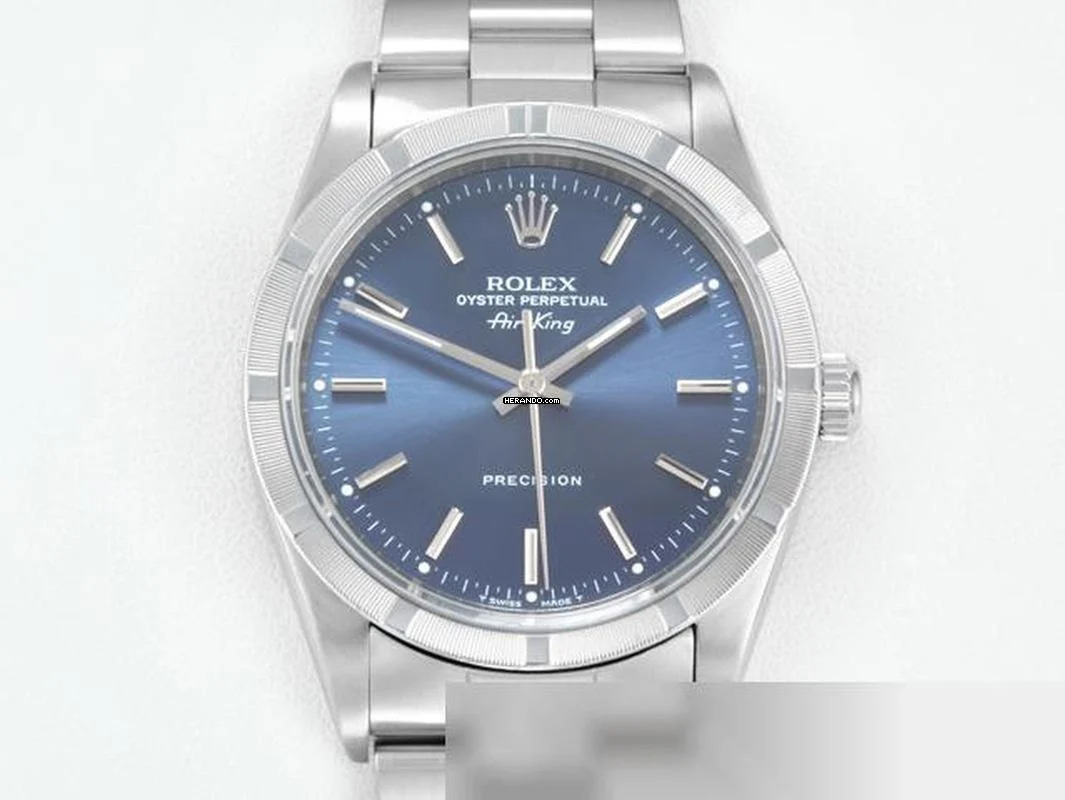  Rolex Air King 34mm Edelstahl Automatik 14010 1999 Stahl Damen Herren Stainless Steel Oyster-band Blue Dial 